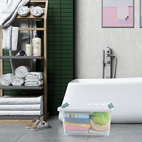 Ponpong 20 Quart Clear Plastic Storage Tote, Plastic Storage Boxes With Lids, Pack Of 4 #TOP4
