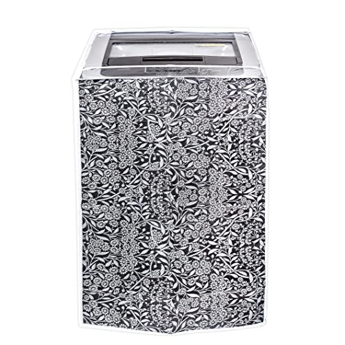 Image of Classic Top Load Washing Machine Cover Suitable For LG 7 Kg, 7.2 Kg, 7.5 Kg, 8 Kg (55cmsX55cmsX88cms, Black Flower)