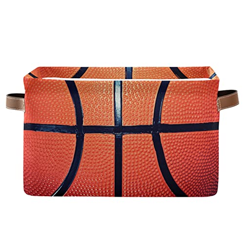 Image of Sport Basketball Storage Bin Canvas Toys Storage Basket Bin Large Storage Cube Box Collapsible with Handles for Home Office Bedroom Closet Shelves，1 pc