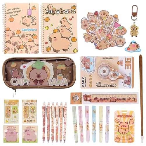 Capybara Artículos Escolares | Regla de Lápices Lindo Cuaderno | Capybara Artículos Lindo Juego de Papelería - Para Niñas Adolescentes Aula Hogar Oficina Universidad Navidad Cumpleaños Fiesta Regalo