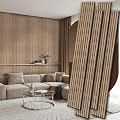 4 Pack Wood Panels for Wall, 106.3" × 11" Wood Slat Acoustic Panels for Wall, Soundproof Panels, 3D Fluted Panels for Interior Wall Decor (Natural Walnut)