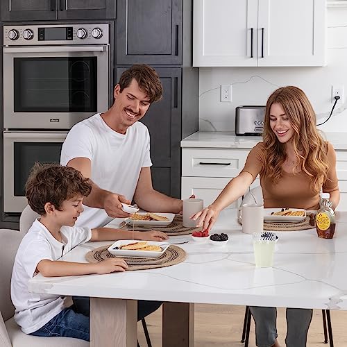 Famhh FAMHH03 8 Inch Appetizer Plates Set With Dipping Cups For Serving, Desserts, Salads – Chip-Resistant, Porcelain, Rectangular Dinner Plates thumb #6