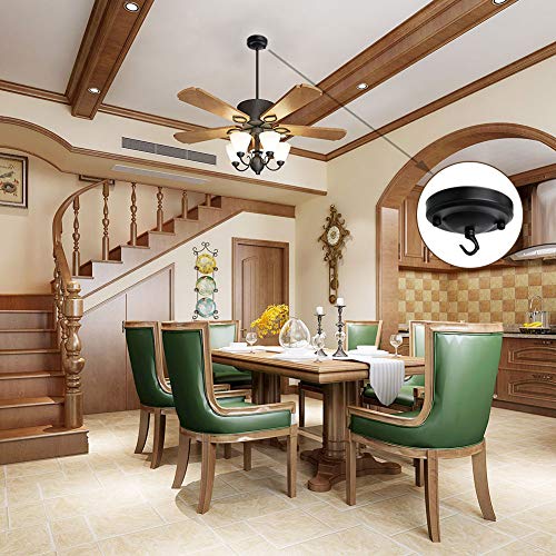 Light Canopy Kit, GARDTECH Ceiling Plate Hook Light Cover Chandelier Pendant Hanger Stable Canopy Kit Plant Hanger Light Fixture Retro Black Ceiling Pendant Lights Accessory, 22 LBS Load 4.13 Inches