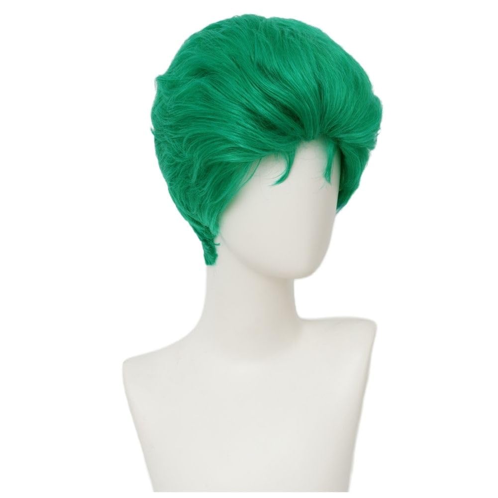 Siudus Green Short Anime Wigs for Men Layered Straight Synthetic Fibre Male Hair Wig for Cosplay Costume Halloween Use - Image 3