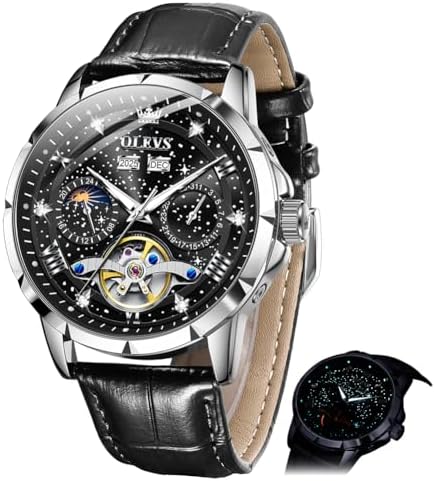 OLEVS Mens Automatic Watches Self-Winding Starry Sky Diamond Skel...
