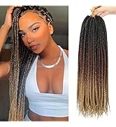 Crochet Hair Medium Box Braid Crochet Hair 18 Inch 7 Packs Crochet Box Braids Hair Pre-Looped, 22...