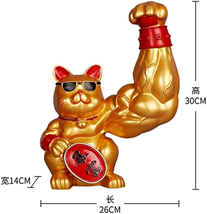 Amazon.co.jp: 筋肉招き猫 金運祈願 ラッキー猫 置物 ユニコーンアーム