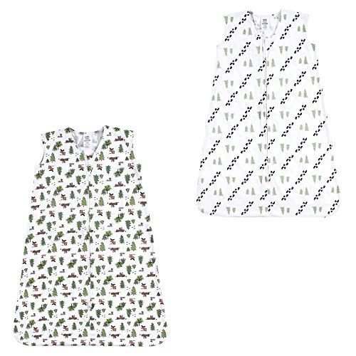 Image of Luvable Friends Unisex Baby Sleeveless Jersey Cotton Sleeping Bag, Sack, Blanket, Moose Trees Jersey 2-Pack, 0-6 Months