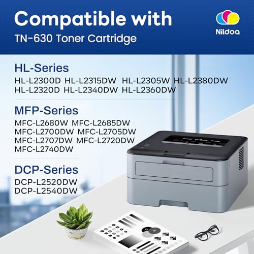 Image of TN630 Toner Cartridge Black Replacement for Brother TN-630 HL-L2300D HL-L2380DW HL-L2320D DCP-L2540DW MFC-L2700DW MFC-L2685DW Printer Ink, TN6302PK