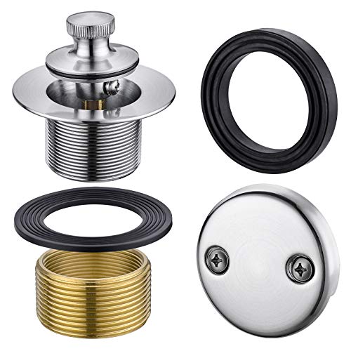 Hanebath Brass Bathtub Drain Kit With Two-Hole Tub Overflow Faceplate, Brushed Nickel #TOP19