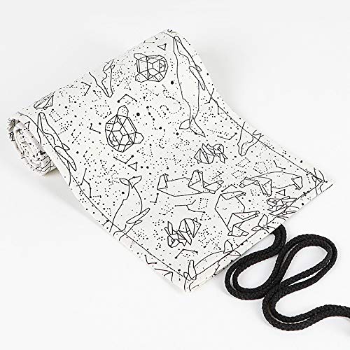 Image of Funny live 24 /36 /48 /72 Slots Colored Pencil Wrap Roll up Pen Holder Case Drawing Coloring Pencil Roll Organizer Stationery Case for Student Artist Traveler (Abstract Lines, 72 Slots)