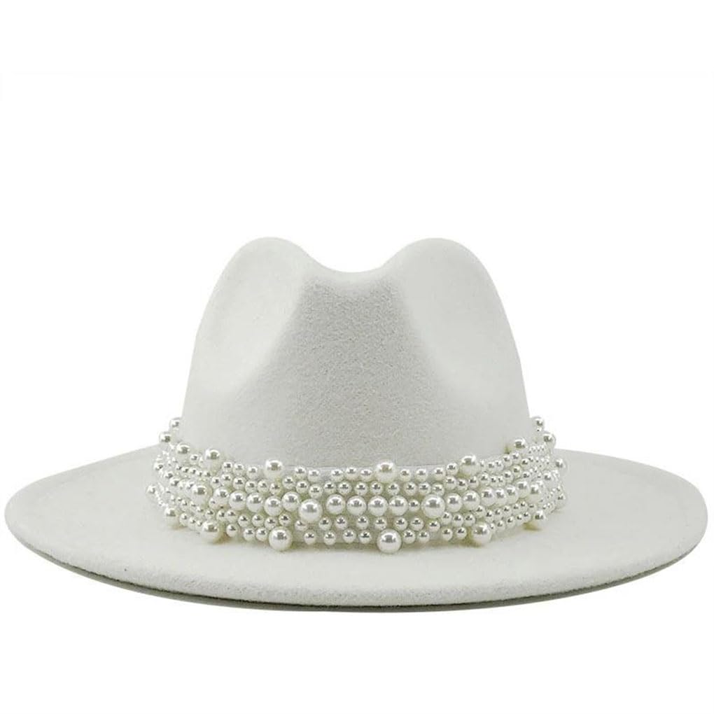 Cappello di lana Jazz Fedora Cappelli Casual Uomo Donna Pelle Perla Nastro Cappello di Feltro Panama Trilby Cappello Formale Festa