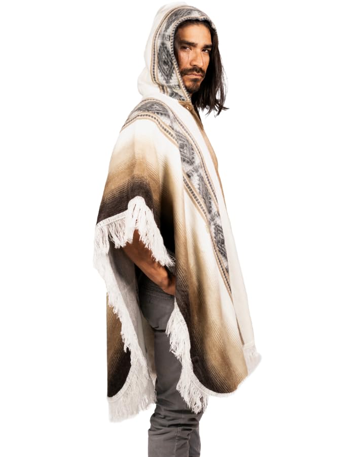 Alpaca Wool Poncho Hooded - Lightweight, Breathable, Hypoallergenic and Non-Itchy. Warm and Soft Wool Poncho…