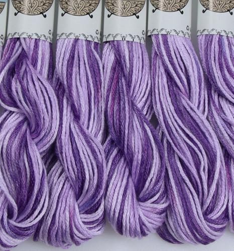 KCS Big skeins of 25 Meters Size 25 Color Variegated Cross Stitch Stranded Threads,6 skeins,52