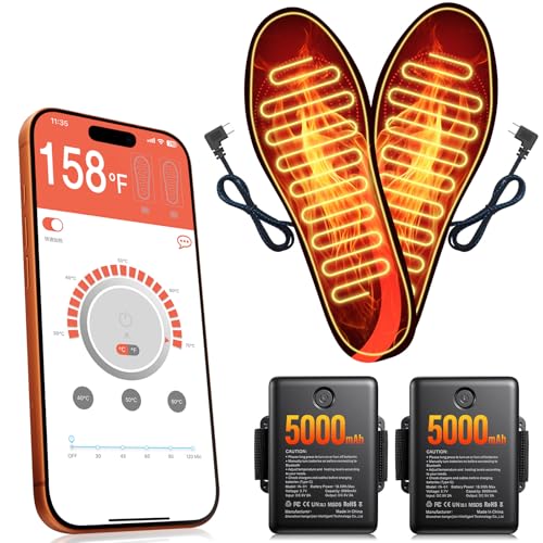 Heated Insoles Rechargeable, Foot Warmer for Men and Women with 5000 mAh...
