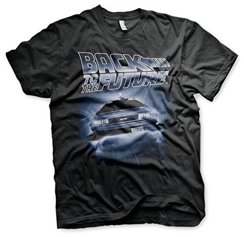 T-shirt Flying Delorean Retour vers le futur noir pour homme sous licence officielle