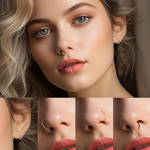 Jstyle 18G 20G 5 Pcs a Set 316L Stainless Steel Nose Rings Hoop Nose Piercing Body Jewelry4