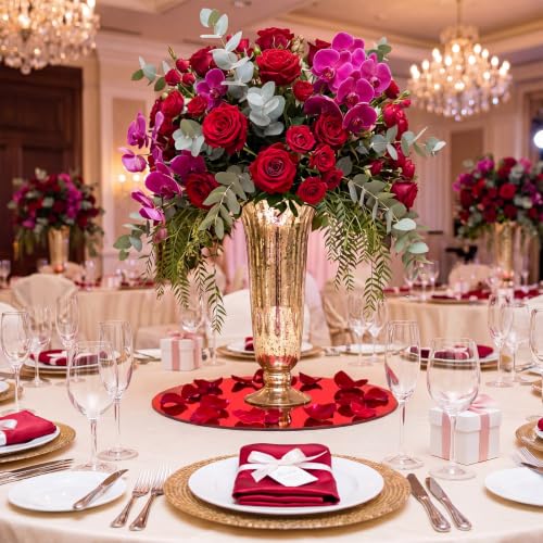 Image of Thyle 12 Pcs 10 Inch Round Mirrors for Tables Centerpieces, Red
