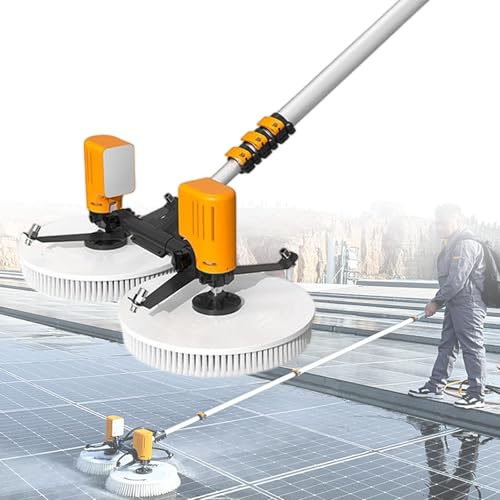 伸縮式ソーラーパネル回転ブラシ電動、ブラシレスモーター太陽光発電パネル清掃ロボット、4つの散水ポート付きウォーターカーテンクリーニング、A-5.5M / 18フィート,C-5.5M/18Ft