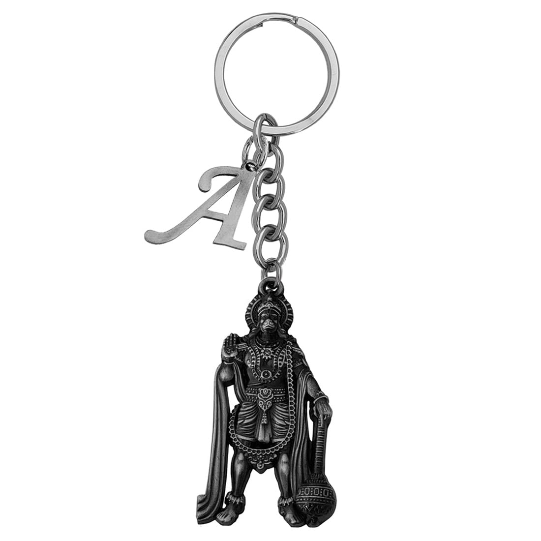 M Men Style Religious Lord Hanuman Pawanputra Bajrang Bali With Initial Letter Alphabet - A Copper Zinc And Metal Keychain For Men And Women SKey2022370