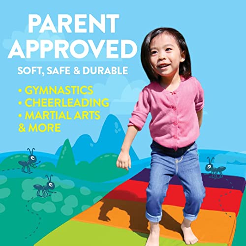 Flybar Tumbling Mat – Gymnastics Mat, Easy To Clean Gym Mat, Sturdy, Foldable Tumbling Mat For Kids, Padded, Lightweight, Portable, Carrying Handle, Gymnastics Equipment For Activity Play #TOP7