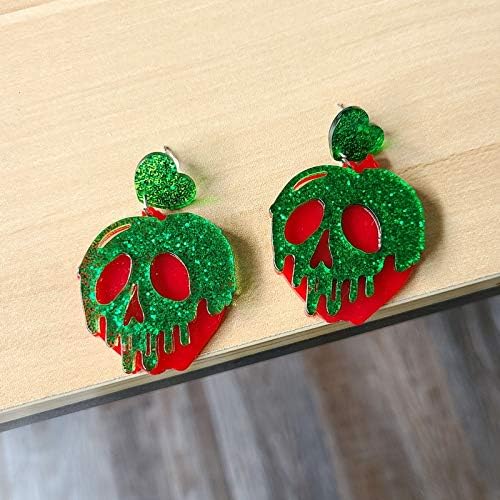 Halloween Earrings Fun Acrylic Apple Skull Earrings Necklace Set Creative Jewelry For Women - Image 3