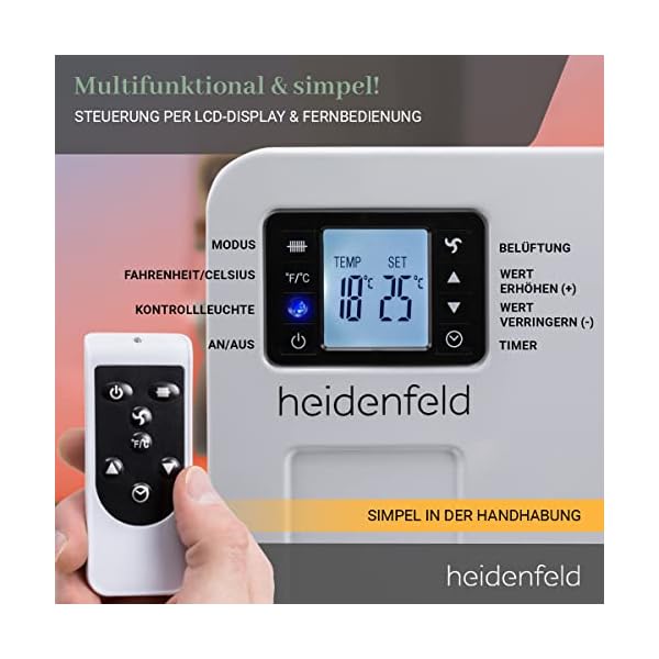 Heidenfeld Elektro Konvektorheizung EK100 | 3 Jahre Garantie - 2300 Watt - Fernbedienung - Timer - LCD-Display… – Bild 6