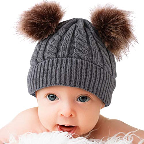 oenbopo Baby Winter Warm Knit Hat Toddler Crochet Warm Hat Warmer Beanie Cap Gray