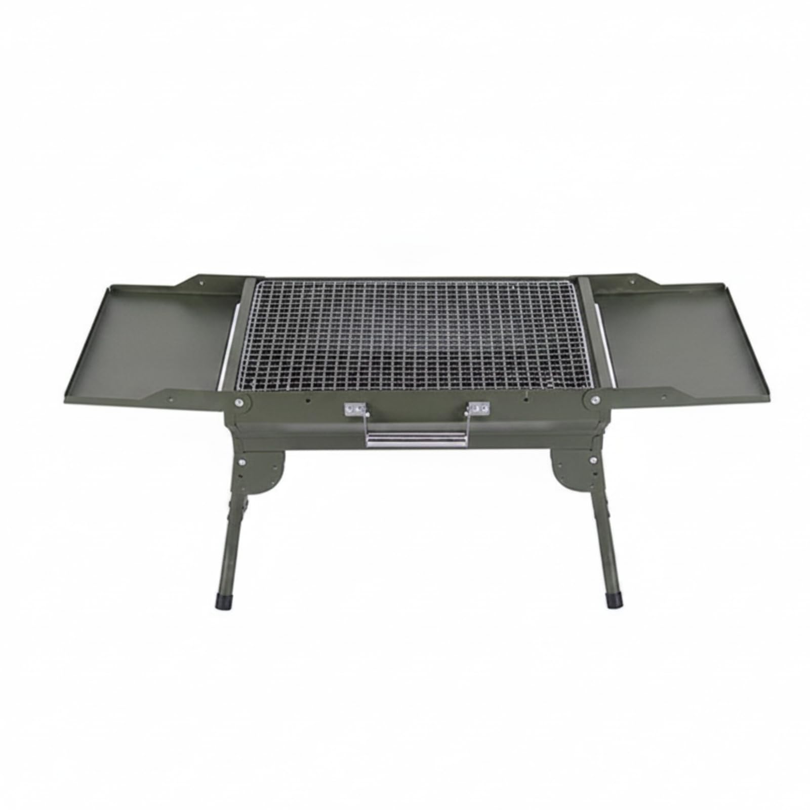 Gralara Barbecue a Carbone Pieghevole Co Barbecue Portatile con Ripiani Robusto Griglia Pieghevole con Maniglia per Campeggiatori, Famiglie, Picnic, Verde Militare, 82 30 35 Cm