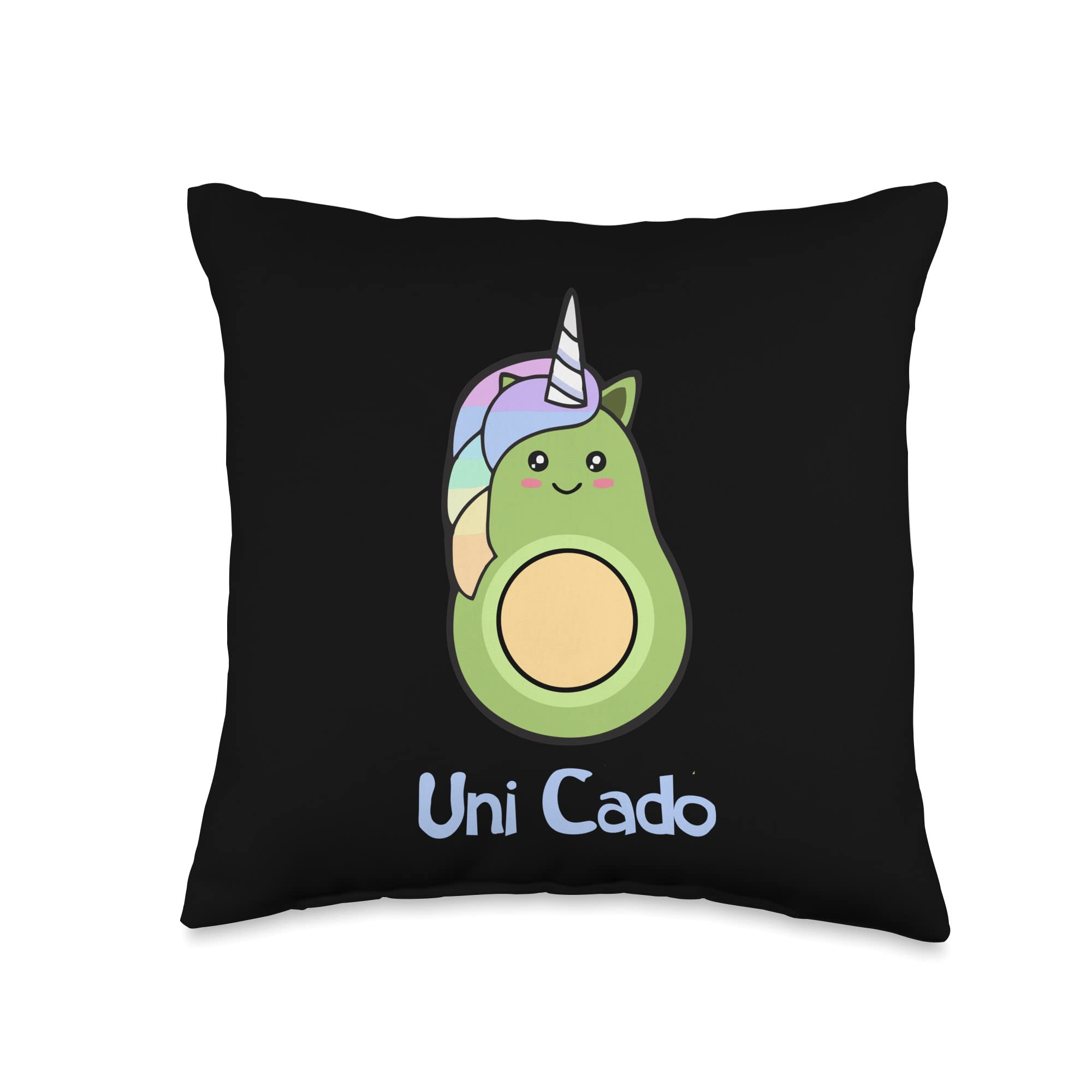 Uni Cado, Cute Avocado, Funny Unicorn, Guacamole, Vegan Throw Pillow