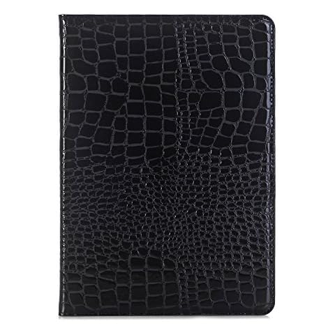 iPad 6th/5th 2018/2017 Case for Women, iPad Air 2nd/iPad Air 1st 9.7 inch Case, DMaos Crocodile Reflector Leather Stand Folio Smart Cover, Auto Sleep/Wake - Black Cover