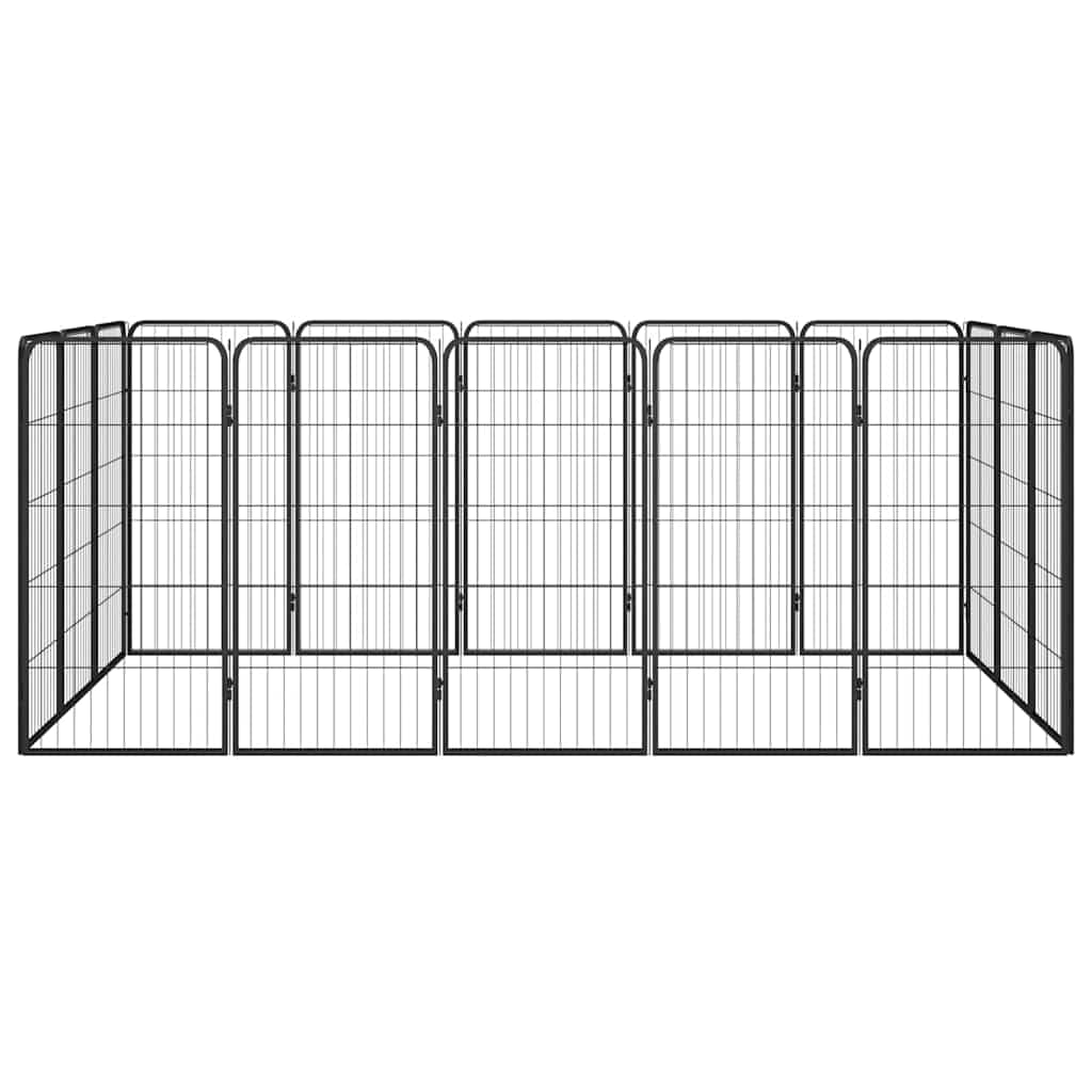 Pudełko dla psów, 16 paneli, czarny, 50 x 100 cm, stal lakierowana