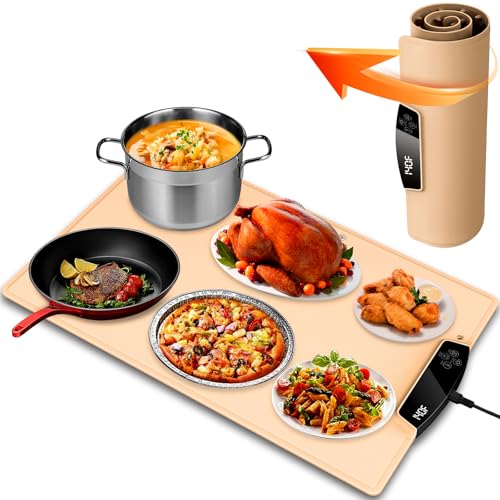 Electric Food Warmer Mat – Portable, Rollable Warming Tray for Buffets & Parties, Heats in 10s with Timer – Ideal for Family Meals, Party Servers, Holiday & Mother’s Day Gifts