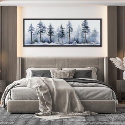 Image of MUDECOR Large Framed Canvas Print Wall Art Blue Pine Art for Living Room