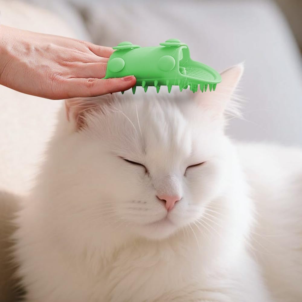 Moonboat Persönlicher Fellpflege-Eckkratzer, 2025 Neue persönliche Fellpflege, Katzenbürste und interaktives Katzenspielzeug, Silikon-Katzenbürste für Indoor-Katzen für lange Katzen (Gelb + Grün +