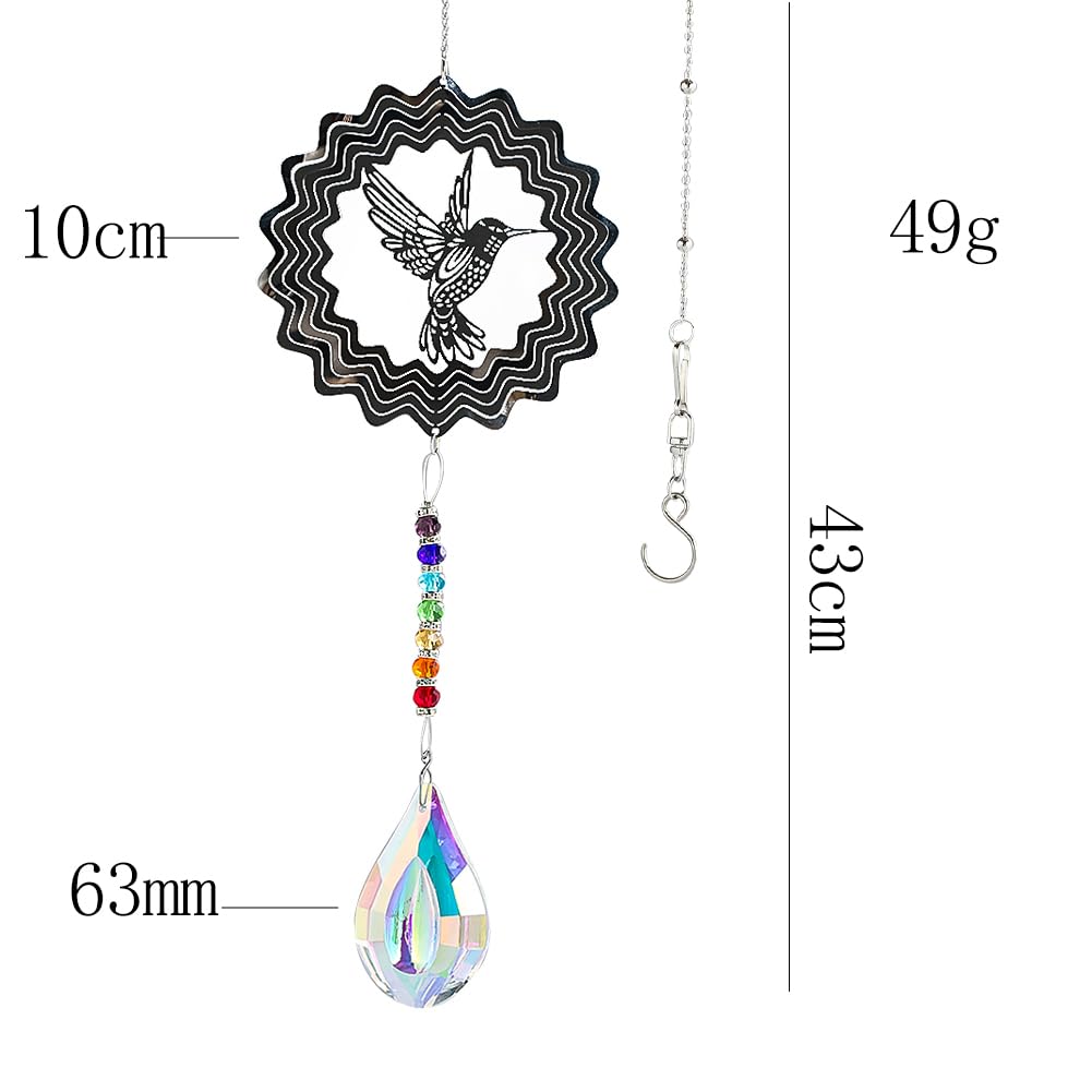 Wiatraki Suncatcher do dekoracji ogrodu Yard 3D Kuranty wiatrowe Wisząca rzeźba z kryształowym pryzmatem