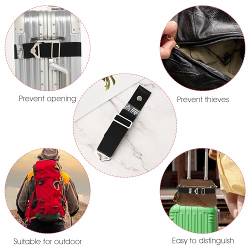 Image of 2-in-1 Luggage Straps Travel Belt for Carry On Bag, Elastic Adjustable Suitcase Straps for Backpack Attachment, Over Handle Luggage Bungee for Hands-Free Travel