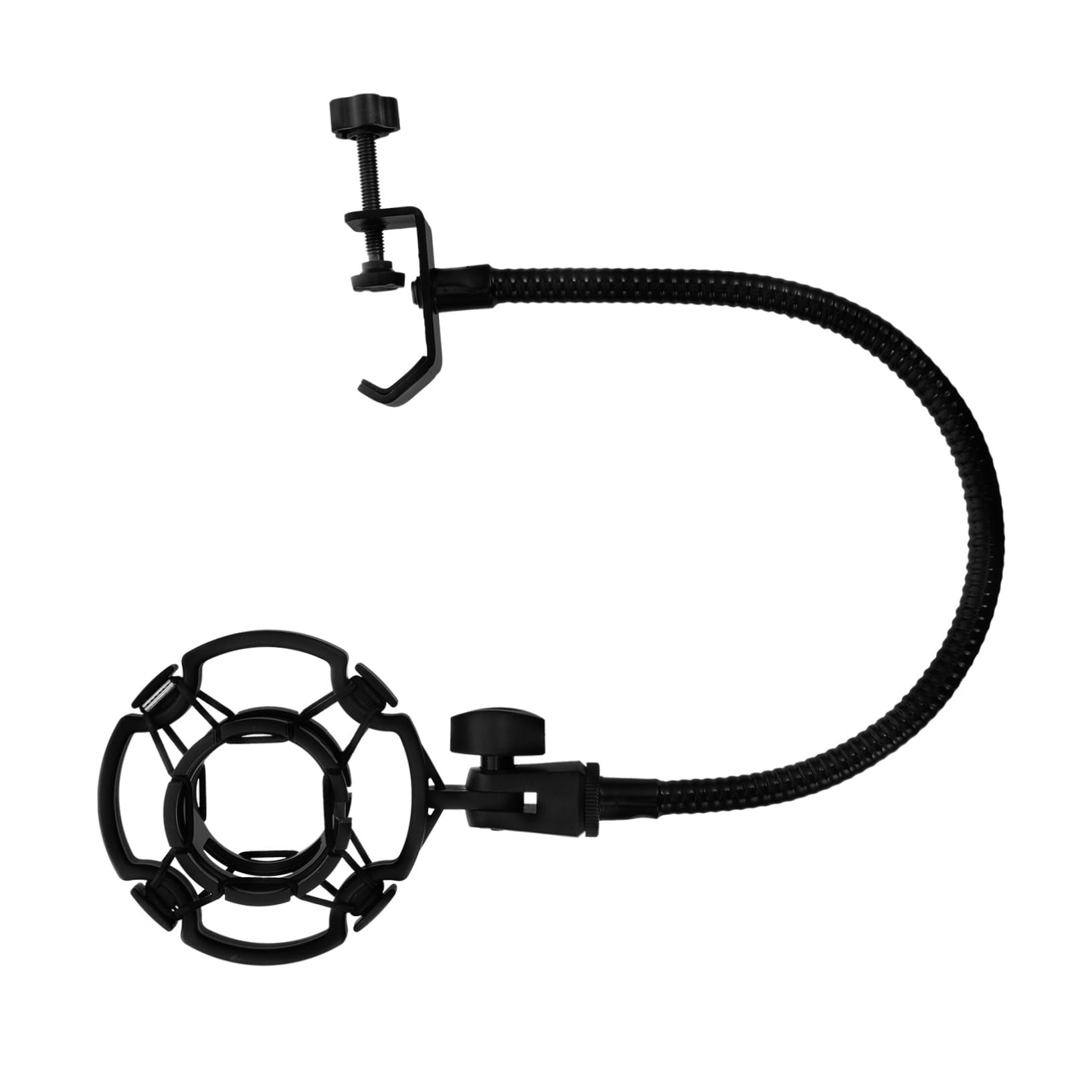 CIMAXIC Adjustable Gooseneck Mic Holder Stand Flexible Shock Mount Clamp for Desktop Recording Live Streaming Podcasting Voice Recognition Space Saving Design