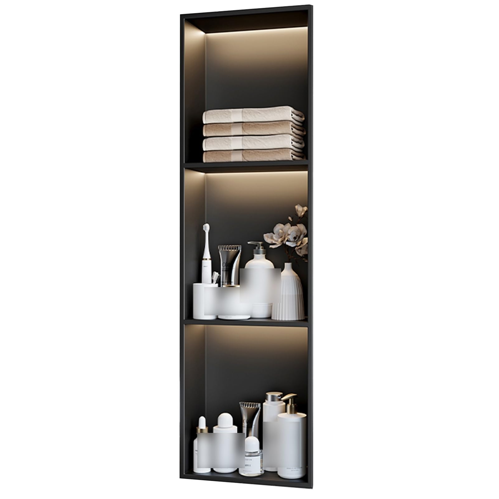 AYCDL Stainless Steel Shower Waterproof nizer for Shampoo & Toiletries Wall-Mounted Bath Storage Red 120x28x12.5CM / 47.25x11 Ideal for Wet Bathrooms,Nero-90x28x12.5CM/35.44x11.03x4.93in