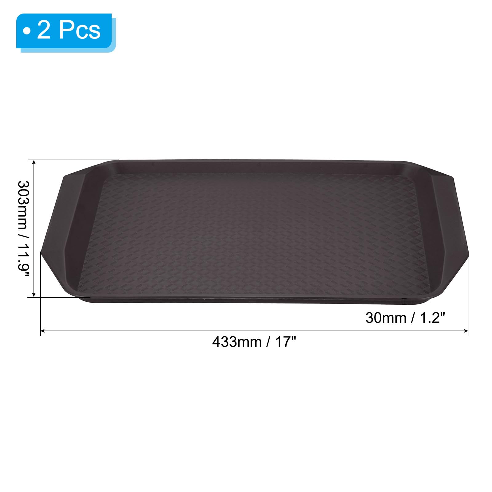 PATIKIL 3-Pack Fast Food Trays - 15"x11" PP Plastic Reusable Serving Trays, Non-Slip, Blue | For Cafeteria, Restaurant, Home Kitchen - View #8