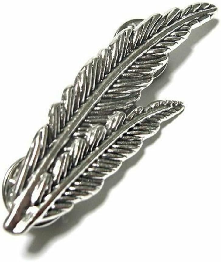 pin-1898 ラペルピンピンズ フェザー 羽根 アンティーク・シルバー