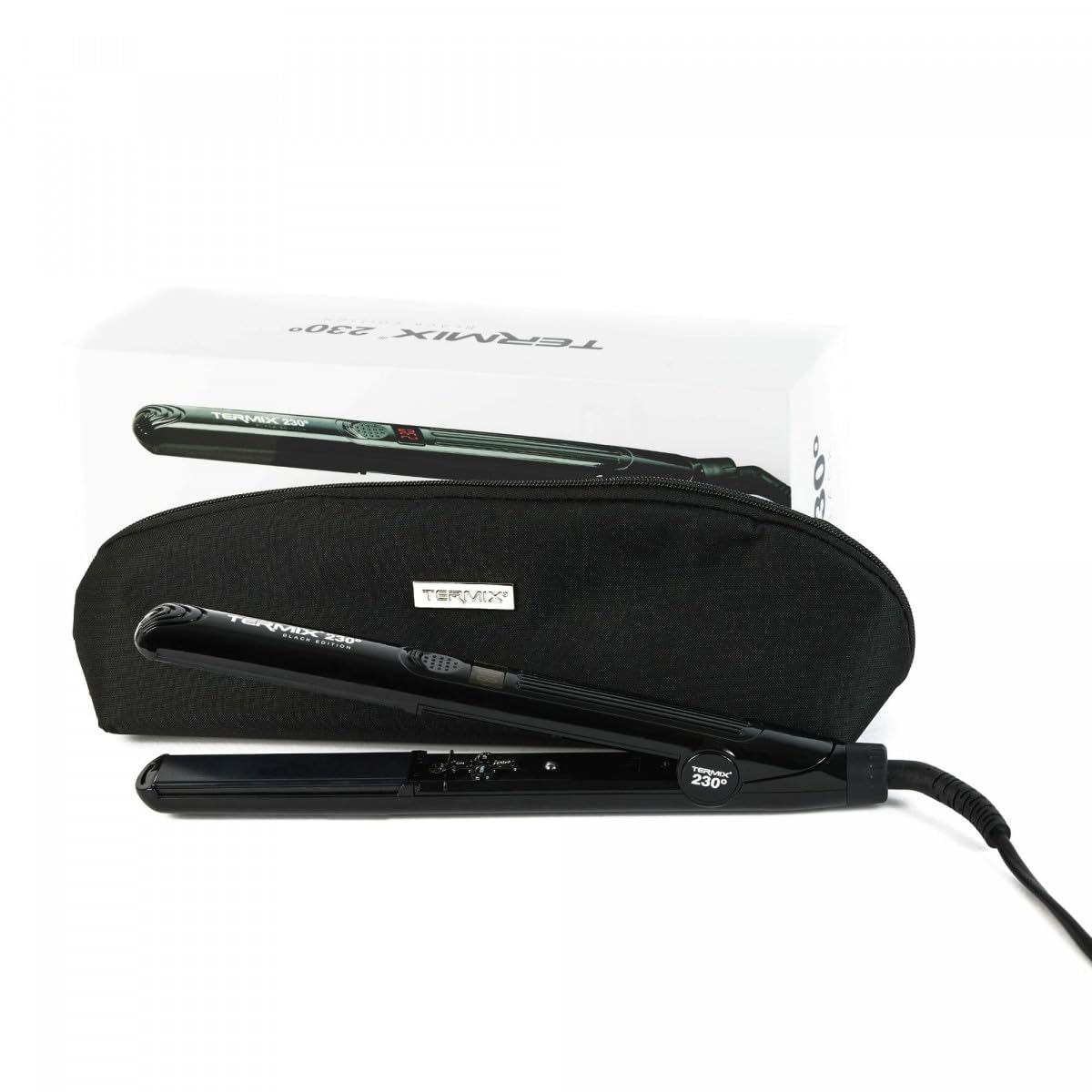 Termix Plancha Pelo 230º Black Edition, Plancha de Pelo Profesional con Tecnología de Placas de Cerámica, Sistema Digital de Regulación de Temperatura