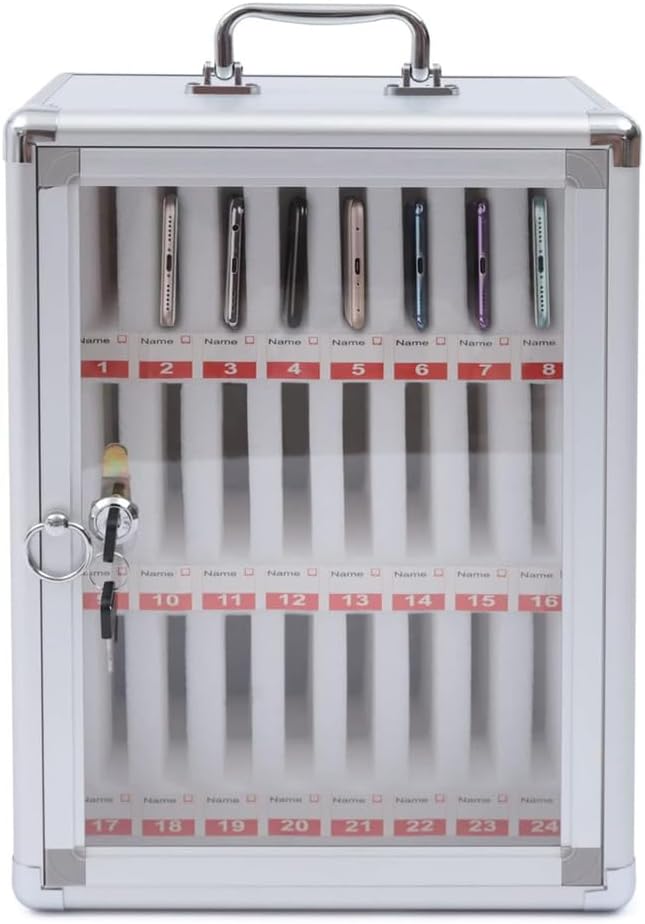Wall-Mounted Mobile Phone Storage Cabinet - Aluminum Alloy with 30 Slots, Perfect for Schools, Offices, Restaurants, and Factories - & Space-Saving Solution