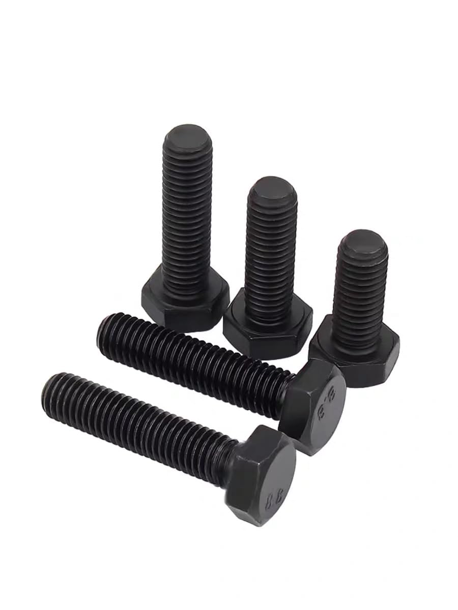 10 pezzi M7 passo 1.0 acciaio al carbonio grado 8.8 GB5783 bulloni testa esagonale e viti testa piatta esagonale zincate ossido nero fissaggi per riparazione macchine (Blackened full thread m7*1 * 100