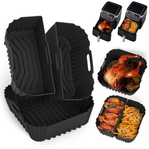 Molde de Silicona para Freidora de Aire, Accesorio Airfryer 3 Piezas, Base de Silicona Reutilizable 22×23 cm, para COSORI Turboblaze 6L/5,5L/6,2L/6,4L, PHILIPS NA230/00 6,2L, NINJA AF180EU