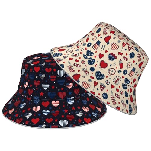 Image of Bucket Hat Double-Side-Wear Reversible Sun Hat Beach Travel Hiking for Women Men