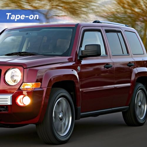 Image of Window Visors Rain Guards Shield for 2007-2018 Jeep Patriot, Out-Channel Window Vent Wind Deflectors Visors Shades for 07-18 Patriot