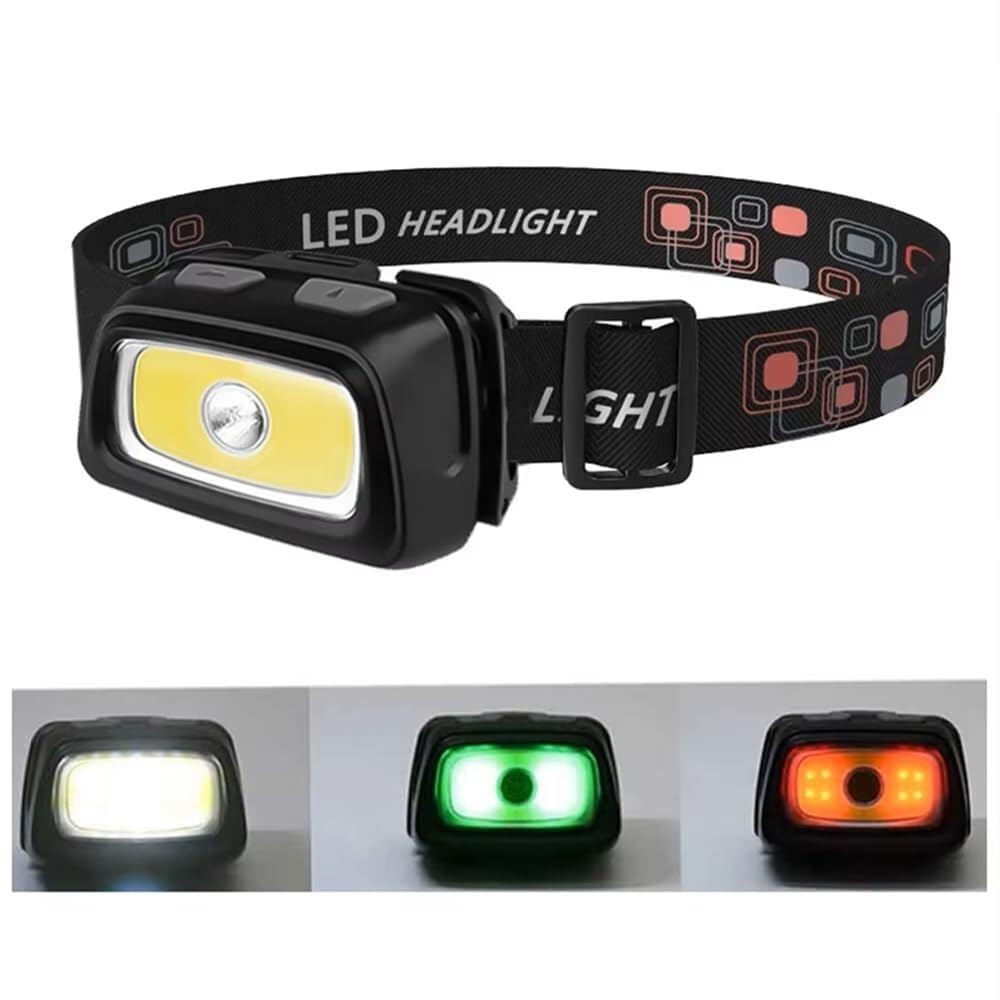 Miniaturowa latarka czołowa 200 lm LED wodoodporna IPX4, stroboskopowa, latarka czołowa(Black)