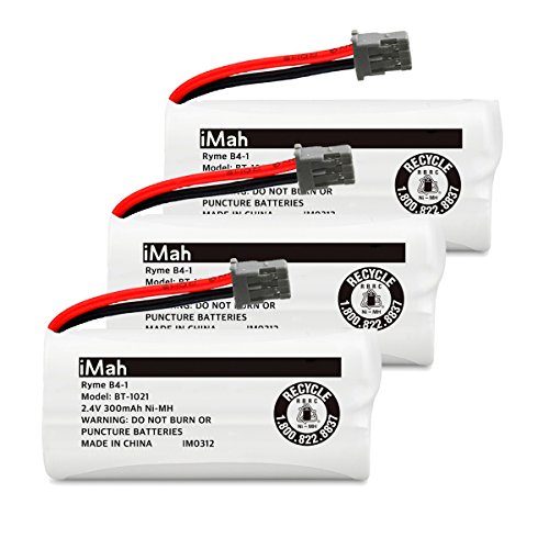 iMah BT-1021 2.4V 300mAh Cordless Phone Battery Compatible with Uniden BT-1016 BT-1025 BT-1008 DCX160 DCX170 DCX200 DWX207 DCX210 DCX291 DCX309 DCX350 Handset, Pack of 3