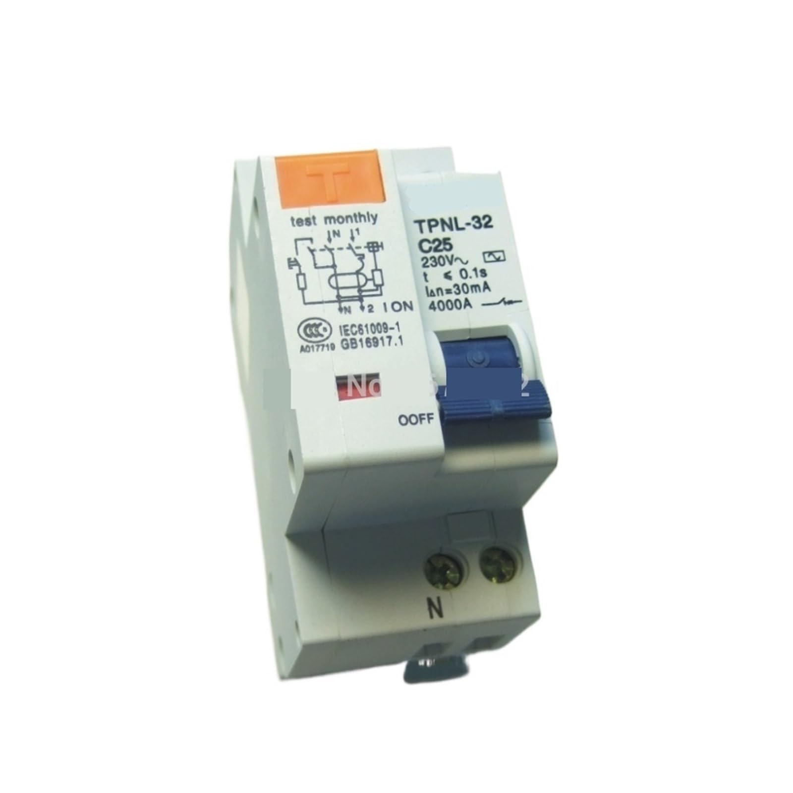 LHNBGTUIW 1P+N 25A 230V~ 50HZ/60HZ Residual Current Circuit Breaker with Over and Leakage Protection 1Pcs
